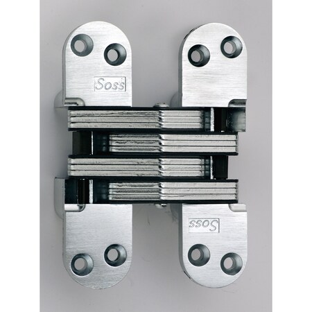 Universal Industrial Soss 1-3/8" x 5-1/2" Heavy Duty Invisible Hinge for 2" Doors Bright Chrome Finish 220US26